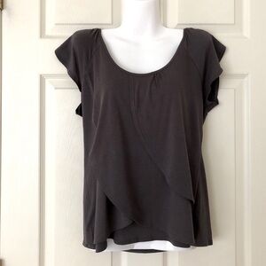 NWOT Tulip Sleeve Tee Shirt GO International Dark Gray Size Large